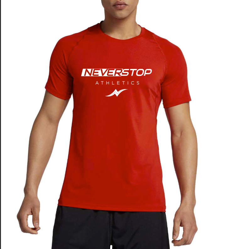 Mens Red Short Sleeve Training Shirt